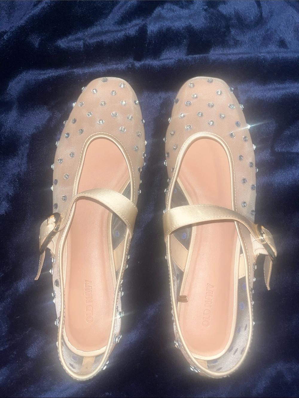 Aerin Gold Crystal-Embellished Mary Jane Flats